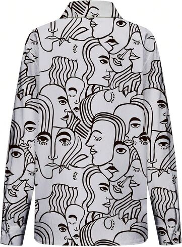 Women's Long Sleeve Blouse Fashion Floral Print Spring Summer Casual Loose Fit Tops Streetwear Style in Kuwait