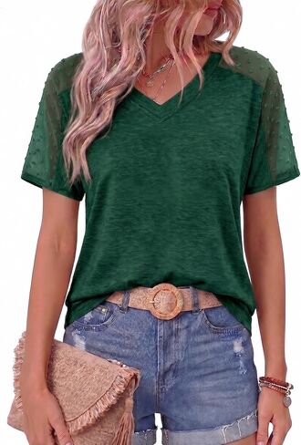 Magritta Women Mesh Sleeves Casual T-Shirts Summer Fashion See Through Blouses Tee S-3XL in Saudi Arabia
