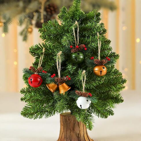 5 Pack Rustic Christmas Bell Ornaments with Pinecones & Berries - Metallic Hanging Decor for Christmas Tree,Mantel,Home (Green,Gold,Red,White) in Saudi Arabia