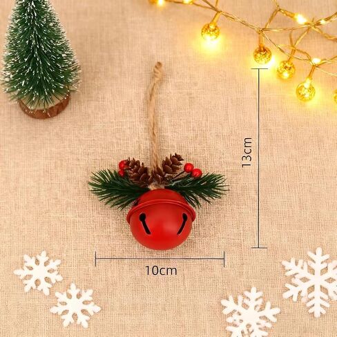 5 Pack Rustic Christmas Bell Ornaments with Pinecones & Berries - Metallic Hanging Decor for Christmas Tree,Mantel,Home (Green,Gold,Red,White) in Saudi Arabia