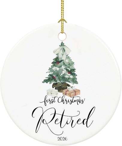 Retirement Ornament 2026, Retirement Gifts for Women 2026 Coworker, Ceramic Keepsake First Christmas Retired Ornament 2026 with Ribbon and Box in Saudi Arabia