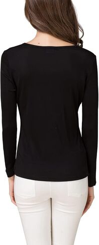 METWAY Women's Mulberry Silk T-Shirt Long Sleeve Pure Silk tee Shirt/Crew Neck Silk Blouse Undershirt in Saudi Arabia