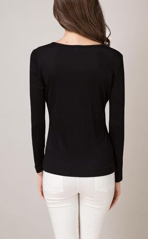 METWAY Women's Mulberry Silk T-Shirt Long Sleeve Pure Silk tee Shirt/Crew Neck Silk Blouse Undershirt in Saudi Arabia
