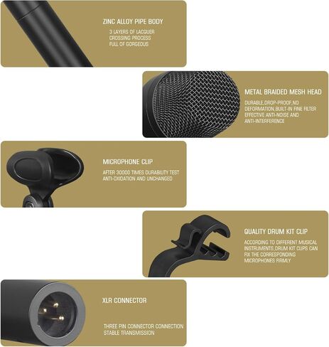 Wired Microphone for Karaoke Singing, Metal Corded Microphone for Speaker Karaoke Machine, Vocal Dynamic Microphone XLR with Cord 13.12ft and ON/Off Switch in Kuwait