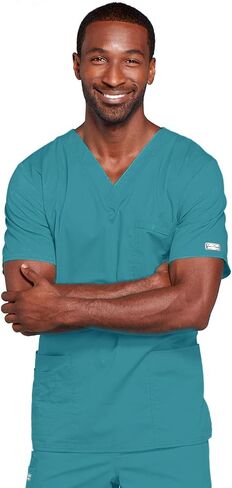 Cherokee Scrubs for Men & Women V-Neck Scrub Top with 4 Pockets, Cotton Blend Soft Stretchy Easy Care Nursing Uniform - 4725 in Kuwait