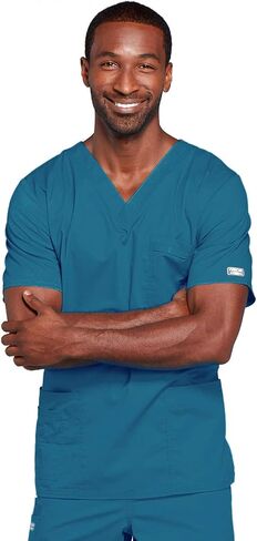 Cherokee Scrubs for Men & Women V-Neck Scrub Top with 4 Pockets, Cotton Blend Soft Stretchy Easy Care Nursing Uniform - 4725 in Kuwait