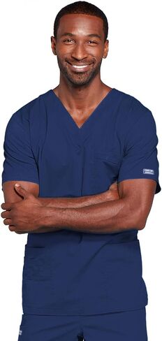Cherokee Scrubs for Men & Women V-Neck Scrub Top with 4 Pockets, Cotton Blend Soft Stretchy Easy Care Nursing Uniform - 4725 in Kuwait