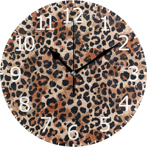 ALAZA Non-Ticking Silent Round Wall Clock, Leopard Skin Pattern Decor Clock for Home School Kitchen Bedroom Living Room in Kuwait