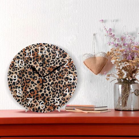 ALAZA Non-Ticking Silent Round Wall Clock, Leopard Skin Pattern Decor Clock for Home School Kitchen Bedroom Living Room in Kuwait