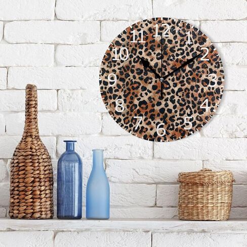 ALAZA Non-Ticking Silent Round Wall Clock, Leopard Skin Pattern Decor Clock for Home School Kitchen Bedroom Living Room in Kuwait