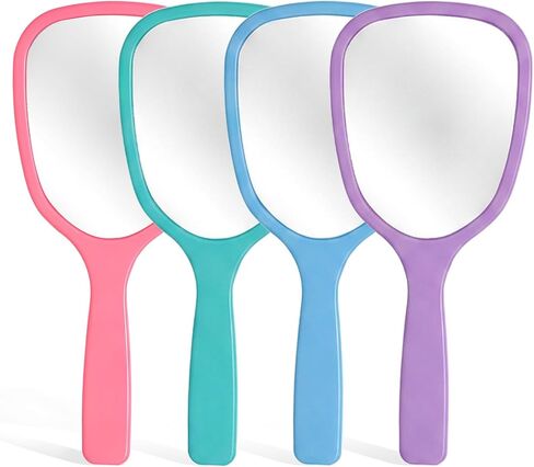 4Pcs Small Hand Mirror Compact Mirror with Handle Travel Hand Held Mirrors for Women Girl DIY Crafts Classroom Party Favors Home Travel Camping Daily in Saudi Arabia