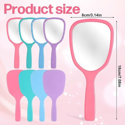 4Pcs Small Hand Mirror Compact Mirror with Handle Travel Hand Held Mirrors for Women Girl DIY Crafts Classroom Party Favors Home Travel Camping Daily in Saudi Arabia