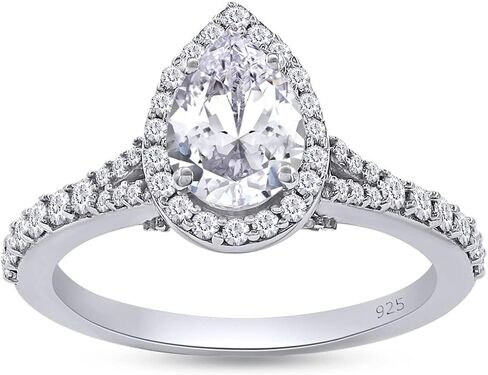 1.75 CTTW Pear & Round Cut Lab Created Moissanite Diamond Pear Shaped Halo Wedding Engagement Ring in 10K or 14K Solid Gold Promise Ring for Her in Kuwait