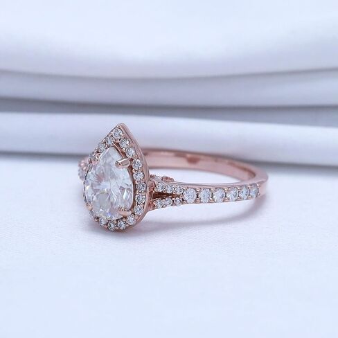 1.75 CTTW Pear & Round Cut Lab Created Moissanite Diamond Pear Shaped Halo Wedding Engagement Ring in 10K or 14K Solid Gold Promise Ring for Her in Kuwait