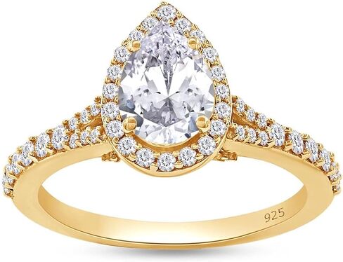 1.75 CTTW Pear & Round Cut Lab Created Moissanite Diamond Pear Shaped Halo Wedding Engagement Ring in 10K or 14K Solid Gold Promise Ring for Her in Kuwait