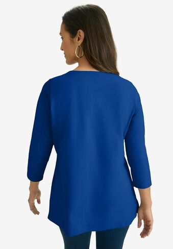 Jessica London Women's Plus Size Stretch Cotton Notch Neck Tunic in Saudi Arabia