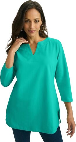 Jessica London Women's Plus Size Stretch Cotton Notch Neck Tunic in Saudi Arabia