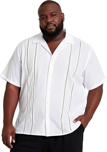 Big and Tall Guayabera Shirt for Men – Cuban Short Sleeve Button Up Summer Office & Beach Dress Shirt in Saudi Arabia