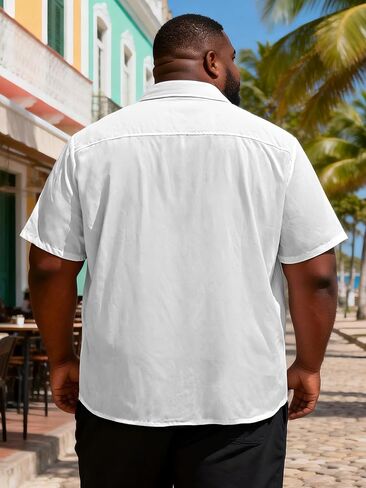 Big and Tall Guayabera Shirt for Men – Cuban Short Sleeve Button Up Summer Office & Beach Dress Shirt in Saudi Arabia