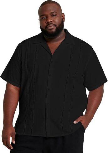 Big and Tall Guayabera Shirt for Men – Cuban Short Sleeve Button Up Summer Office & Beach Dress Shirt in Saudi Arabia