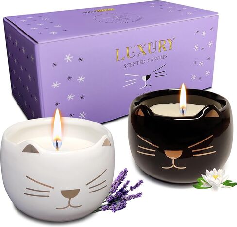 Decorative Soy Wax Scented Candles, Cat Shaped Candle Gift Set of 2, Cute Cat Gifts for Home Decor in Kuwait