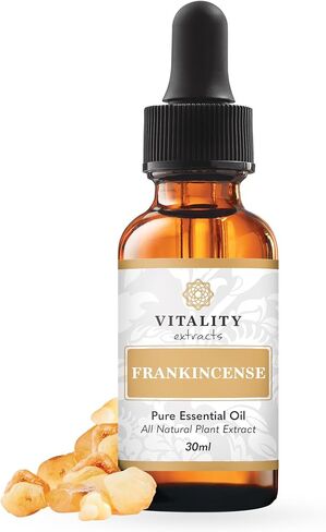 Vitality Extracts Frankincense Essential Oil - 10ml, Boswellia Serrata, Aromatherapy, Skin Care, Natural Calm, Stress Relief, Yoga, Attractive Scent in Kuwait