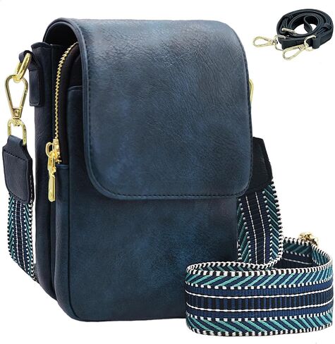 Compact Leather Crossbody Phone Bag for Women, Adjustable Strap & Built-in Card Pockets in Saudi Arabia