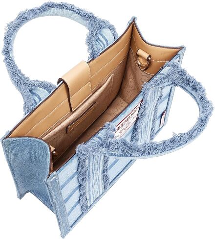 True Religion Denim Tote Bag for Women | Denim | Striped Tote with Removable Crossbody Strap | Shoulder Bag | Womens Casual Everyday Purse in Kuwait