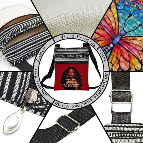 African American Messenger Bag Small Ethnic Pattern Adjustable Strap Crossbody Zipper Pouch Red Inspiring Phone Organizer Wallet I've Got A Personality Shoulder Handbag for Black Women in Kuwait