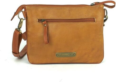 American West Hand Tooled Handcrafted 100% Genuine Leather Multi-Compartment Crossbody Bag for Women/Girls/Teens Texas Rose Collection Western (Natural Tan) in Saudi Arabia