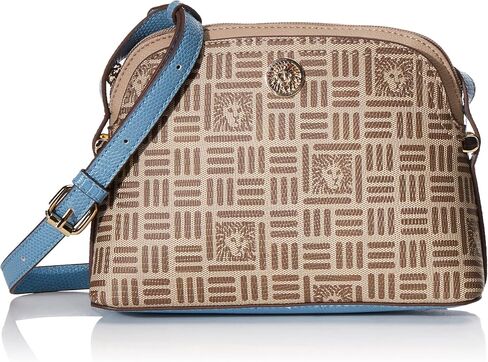 Anne Klein Lion Logo Dome Crossbody Cream Brown/Oceana/Rabbits Paw One Size in Saudi Arabia