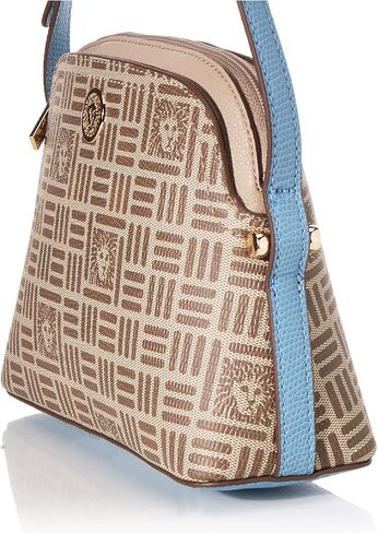 Anne Klein Lion Logo Dome Crossbody Cream Brown/Oceana/Rabbits Paw One Size in Saudi Arabia