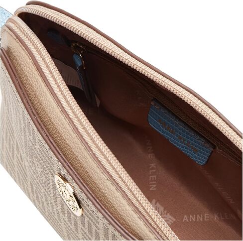 Anne Klein Lion Logo Dome Crossbody Cream Brown/Oceana/Rabbits Paw One Size in Saudi Arabia