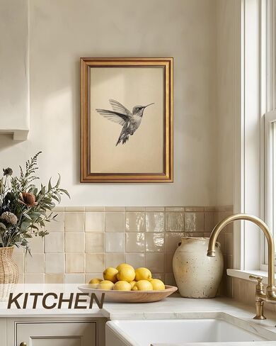 InSimSea Vintage Gold Framed Hummingbird Wall Art, Minimalist Birds Sketch Canvas Print for Living Room Bedroom Bathroom, Farmhouse Animal Painting Home Decor Gift, 12x16 inch in Saudi Arabia