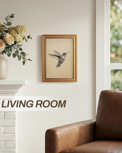 InSimSea Vintage Gold Framed Hummingbird Wall Art, Minimalist Birds Sketch Canvas Print for Living Room Bedroom Bathroom, Farmhouse Animal Painting Home Decor Gift, 12x16 inch in Saudi Arabia