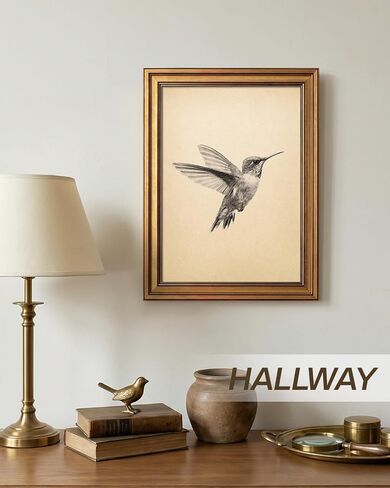 InSimSea Vintage Gold Framed Hummingbird Wall Art, Minimalist Birds Sketch Canvas Print for Living Room Bedroom Bathroom, Farmhouse Animal Painting Home Decor Gift, 12x16 inch in Saudi Arabia