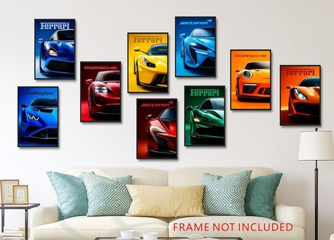 dazongweihan 9pcs Super Car Posters for Boys Room, Racing Car Wall Art for Men Guys, Sports Car Wall Decor, Race Cars Pictures Wall Decor for Bedroom Dorm Man Cave (Unframe,8x12inch)- A9 in Saudi Arabia