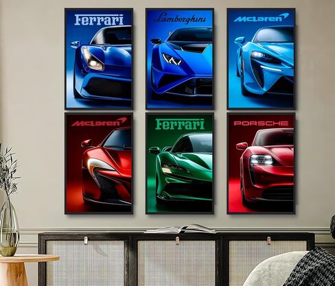 dazongweihan 9pcs Super Car Posters for Boys Room, Racing Car Wall Art for Men Guys, Sports Car Wall Decor, Race Cars Pictures Wall Decor for Bedroom Dorm Man Cave (Unframe,8x12inch)- A9 in Saudi Arabia