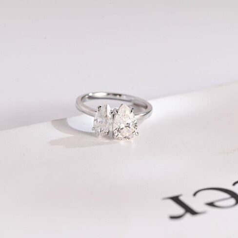 9K/14K/18K Solid Gold Toi et Moi Pear & Marquise Moissanite Engagement Ring/Two Stone Wedding Ring/Double Stone Rings/Christmas Gift - GJH148 in Kuwait