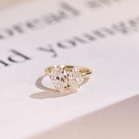 9K/14K/18K Solid Gold Toi et Moi Pear & Marquise Moissanite Engagement Ring/Two Stone Wedding Ring/Double Stone Rings/Christmas Gift - GJH148 in Kuwait