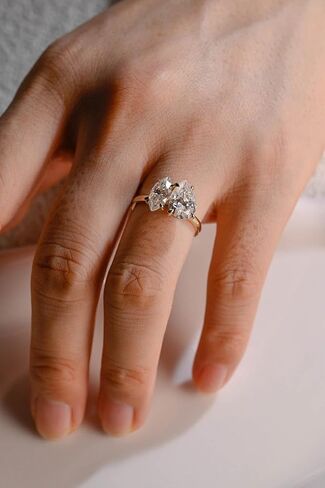 9K/14K/18K Solid Gold Toi et Moi Pear & Marquise Moissanite Engagement Ring/Two Stone Wedding Ring/Double Stone Rings/Christmas Gift - GJH148 in Kuwait