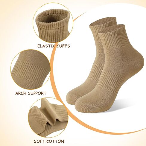 Ankle Socks for Women 6 Pairs Cotton Crew Socks with Arch Support Soft Breathable Athletic Socks for Walking Running and Daily Wear in Saudi Arabia
