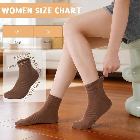 Ankle Socks for Women 6 Pairs Cotton Crew Socks with Arch Support Soft Breathable Athletic Socks for Walking Running and Daily Wear in Saudi Arabia