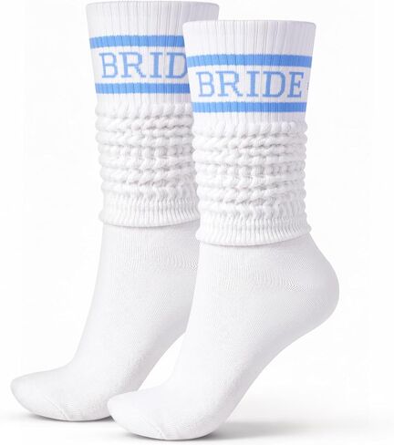 Hercicy Bride Socks Slouch Socks for Women White Blue Women Wedding Gifts Bachelorette Party Favors Wedding Bridesmaid Gifts in Kuwait