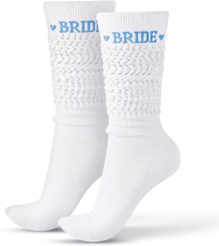 Hercicy Bride Socks Slouch Socks for Women White Blue Women Wedding Gifts Bachelorette Party Favors Wedding Bridesmaid Gifts in Kuwait