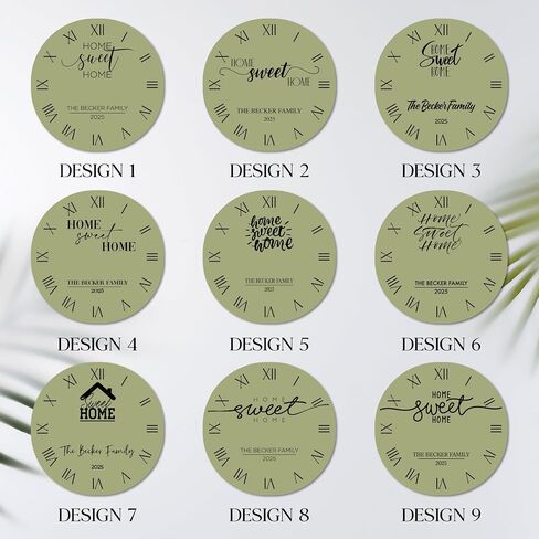 Personalized Home Sweet Home Wall Clock, Custom Family Name Clock with Roman Numerals, Rustic Round Wooden Clocks - 9 Design Options, 6 Background Styles, 4 Sizes - Housewarming Gift in Saudi Arabia