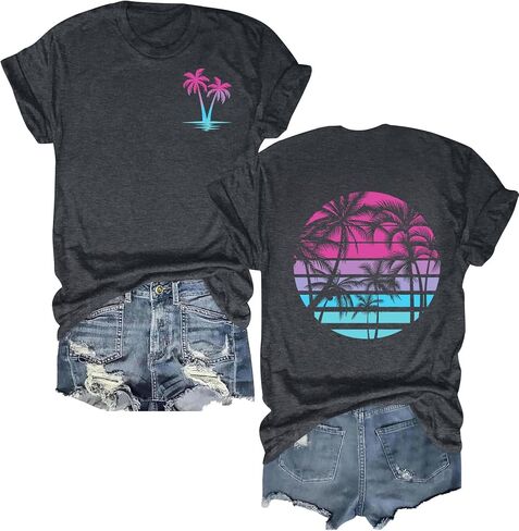 Beach Shirts for Women Hawaiian Beach Party Tops Casual Summer Tropical Graphic Outfits in Saudi Arabia