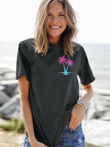 Beach Shirts for Women Hawaiian Beach Party Tops Casual Summer Tropical Graphic Outfits in Saudi Arabia