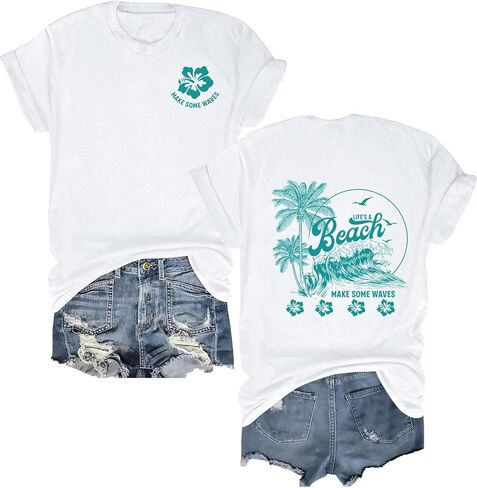Beach Shirts for Women Hawaiian Beach Party Tops Casual Summer Tropical Graphic Outfits in Saudi Arabia