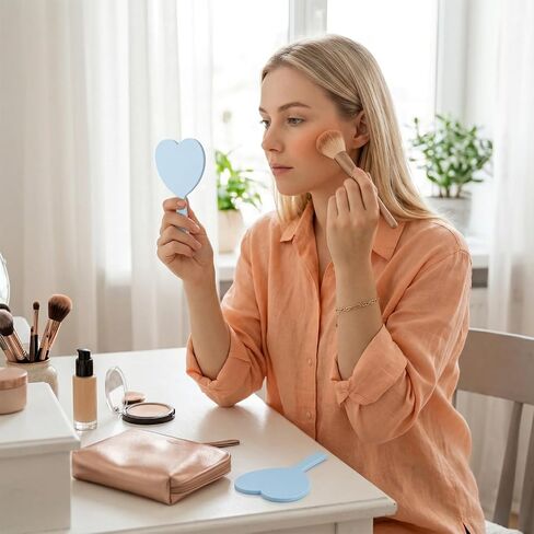 24 Pcs Heart Shaped Handheld Mirrors with Handle Valentines Gifts, Cute Travel Mini Makeup Plastic Mirrors, Mini Travel Makeup Mirrorss, Small Portable Travels Makeups Hand Held Mirror Women Cosmetic in Saudi Arabia